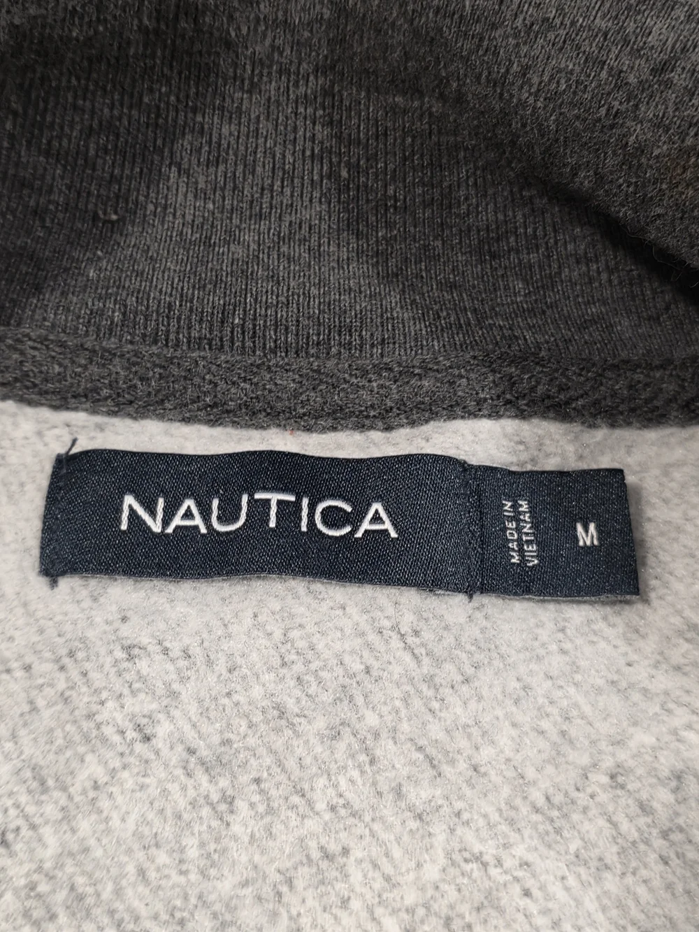(M) Men's Nautica Quarter Zip Pullover Sweater Gray Grid Mock Neck Medium SOFT